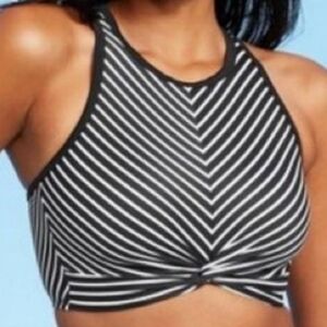 Kona Sol Black and White Chevron Bikini Top
